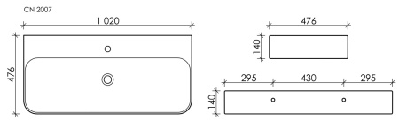 Раковина из сантехнического фарфора Ceramica Nova AURA CN2007 100х50 подвесная цвет белый 1 отверстие под смеситель
